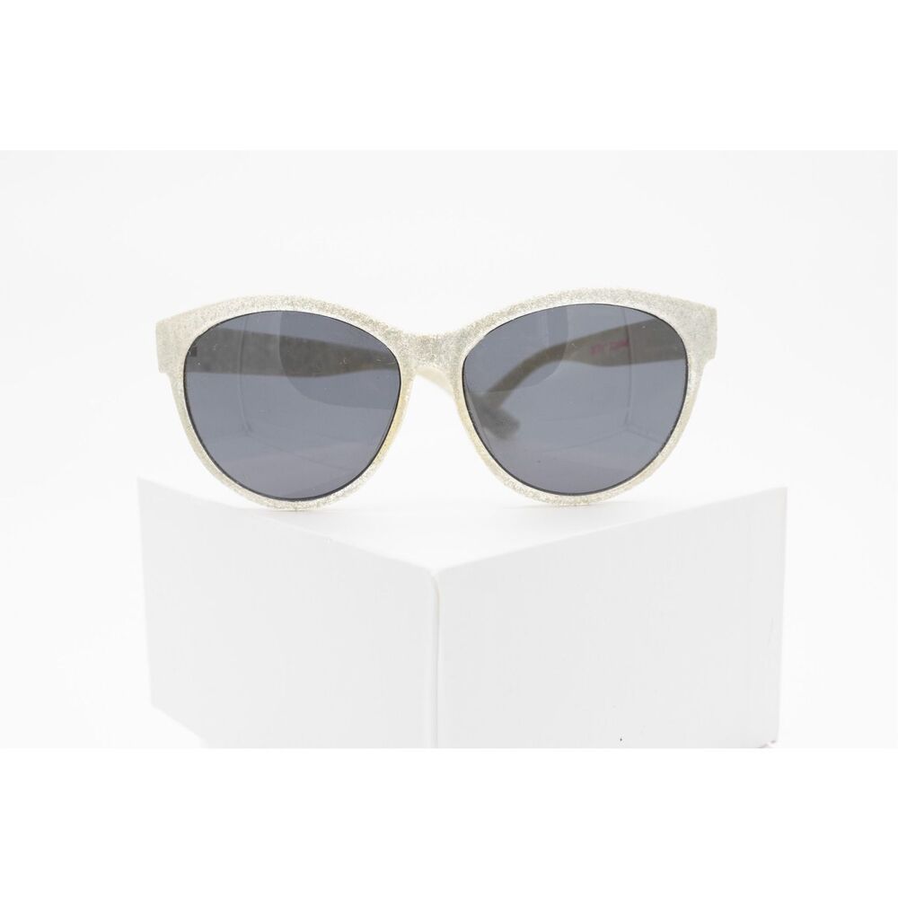 Betsy Johnson Cat Eye Sunglasses Cream Glitter Black‎ Lenses